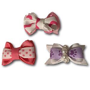 Set of 3 Assorted Mini Hair Bows for Small Dogs